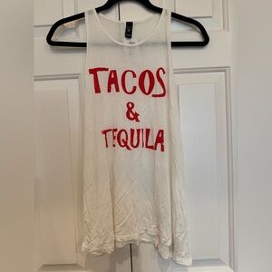 Windsor tacos & tequila ivory flowy tank top - size L (NWT)
